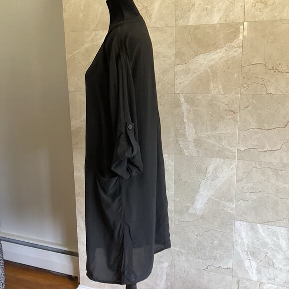 Sara Lanzi Minimalist Midi Shift Dress Medium Black Lagenlook Quiet Luxury Rare - Picture 8 of 13